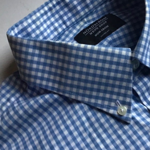 Nordstrom blue checkered dress cotton shirt Sz 1 8 made in Vietnam 🇻🇳 - Picture 6 of 13